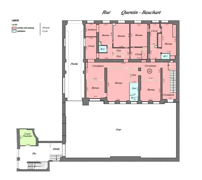 4 Rue Quentin-Bauchart, Paris en alquiler - Plano de la planta - Imagen 2 de 3