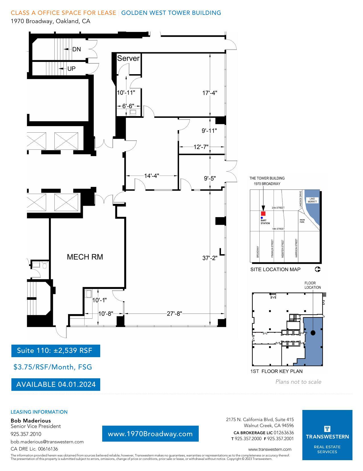 1970 Broadway, Oakland, CA en alquiler Plano de la planta- Imagen 1 de 1