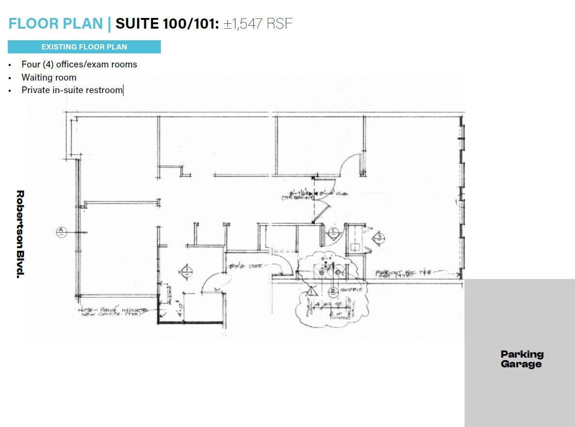 864 S Robertson Blvd, Los Angeles, CA en alquiler Plano de la planta- Imagen 1 de 1