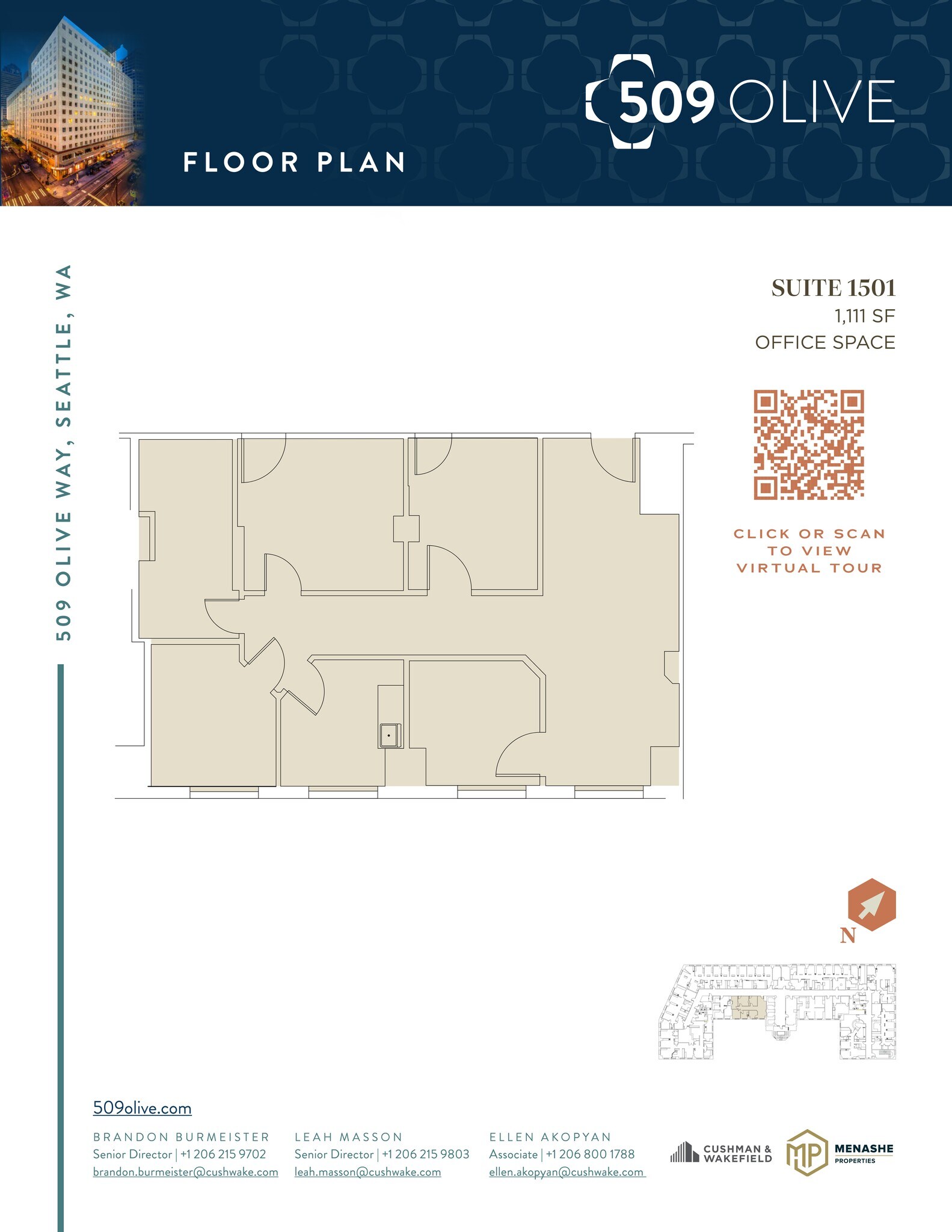 509 Olive Way, Seattle, WA en alquiler Plano de la planta- Imagen 1 de 1