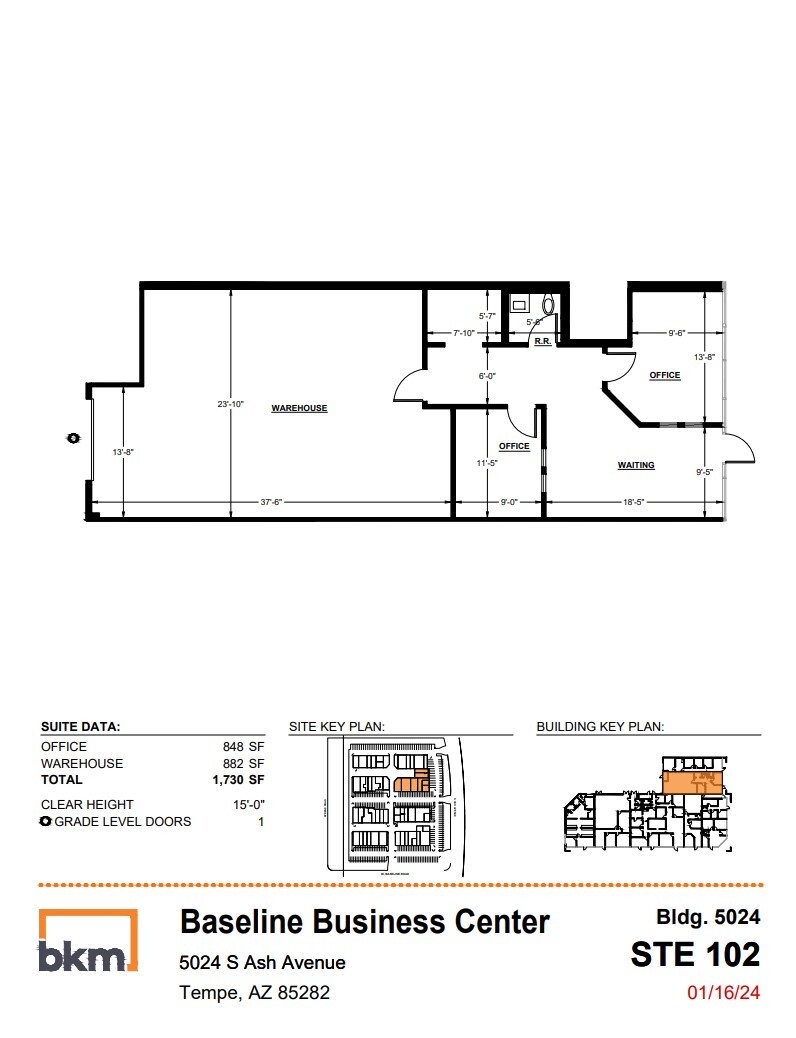 5024 S Ash Ave, Tempe, AZ en alquiler Plano de la planta- Imagen 1 de 5