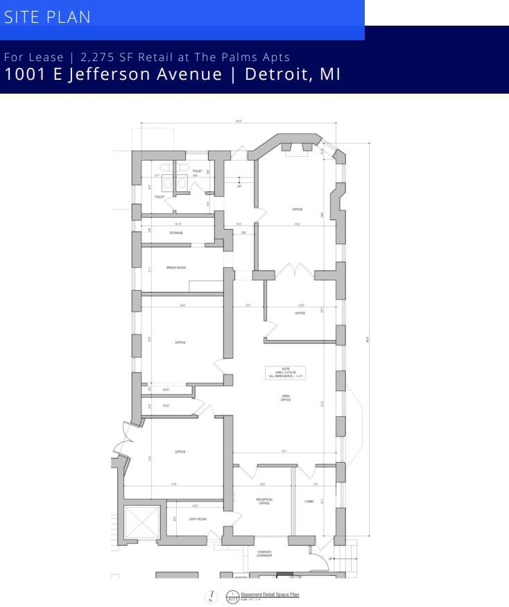 1001 E Jefferson Ave, Detroit, MI en alquiler Plano del sitio- Imagen 1 de 1