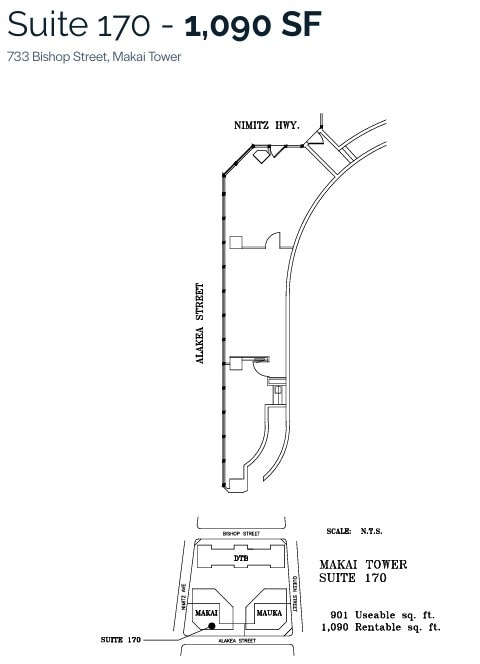 733 Bishop St, Honolulu, HI en alquiler Plano de la planta- Imagen 1 de 1