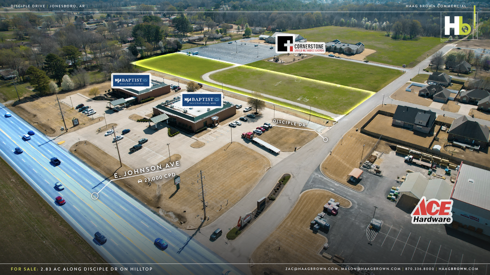 2.83 AC Disciple Dr., Jonesboro, AR en venta - Vista aérea - Imagen 2 de 6