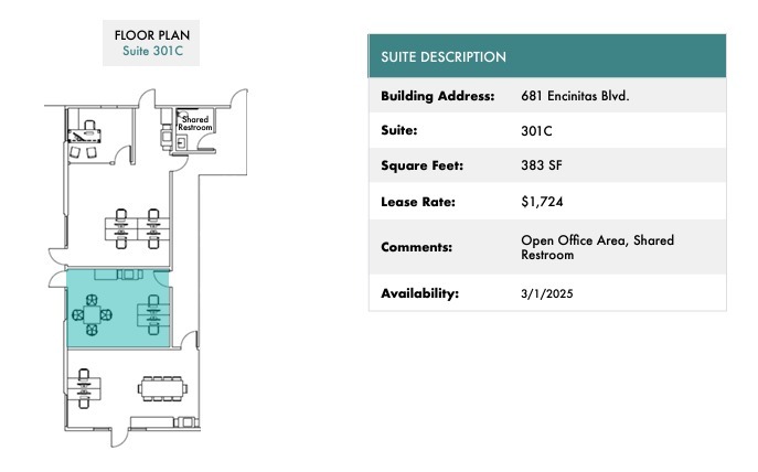 681 Encinitas Blvd, Encinitas, CA en alquiler Plano de la planta- Imagen 1 de 1