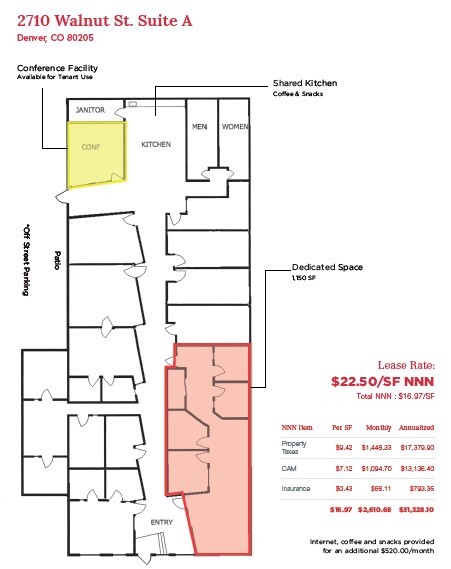 2710 Walnut St, Denver, CO en alquiler - Plano de la planta - Imagen 2 de 3