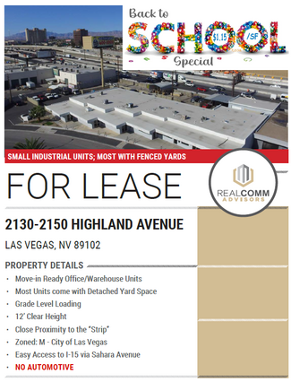 Más detalles para 2130-2150 Highland Ave, Las Vegas, NV - Naves en alquiler