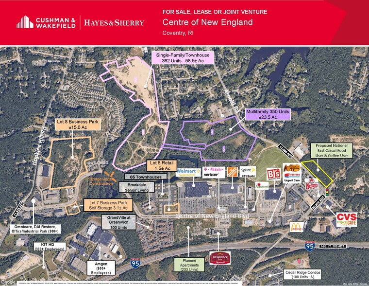 Centre of New England Boulevard Lot 8, Coventry, RI en venta - Vista aérea - Imagen 2 de 2