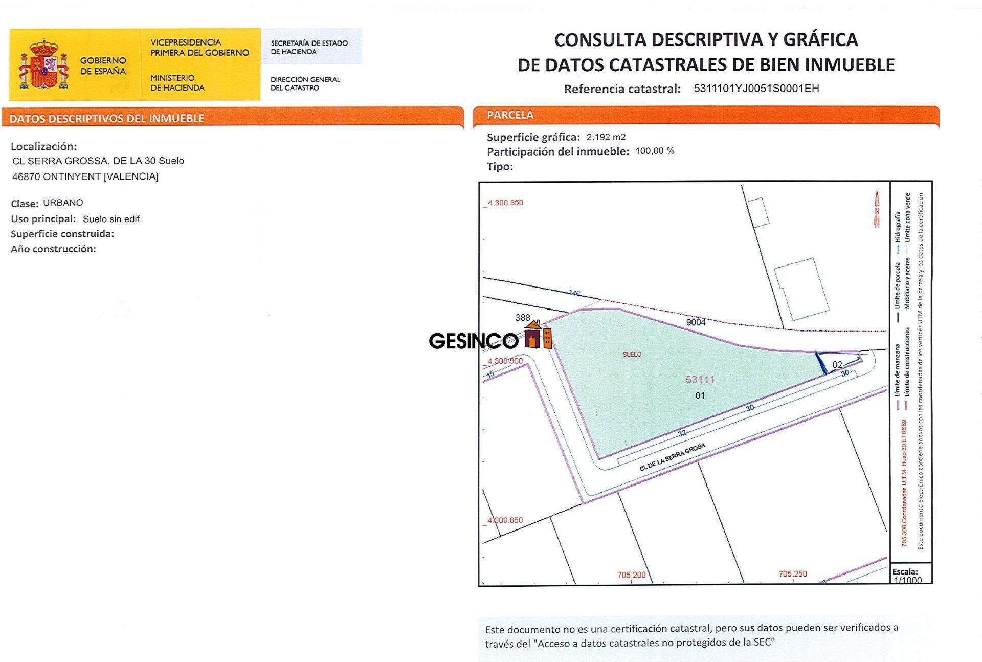 Terreno en de la Serra Grosa, Ontinyent, Urbanizacion, 30, VALÈNCIA en venta Plano del sitio- Imagen 1 de 2