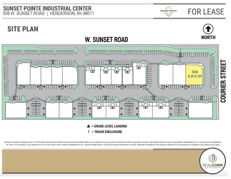 509 W Sunset Rd, Henderson, NV en alquiler - Plano del sitio - Imagen 2 de 7