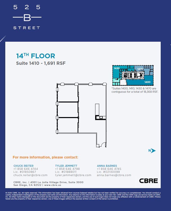 525 B St, San Diego, CA en alquiler Plano de la planta- Imagen 1 de 2