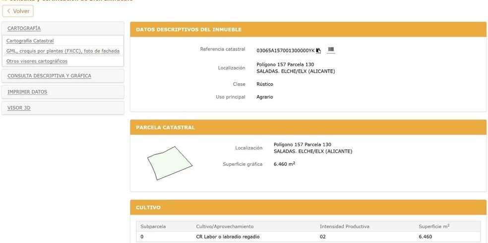 Polígono 157 Paraje, 348, ELX, Alicante en venta - Plano del sitio - Imagen 1 de 1