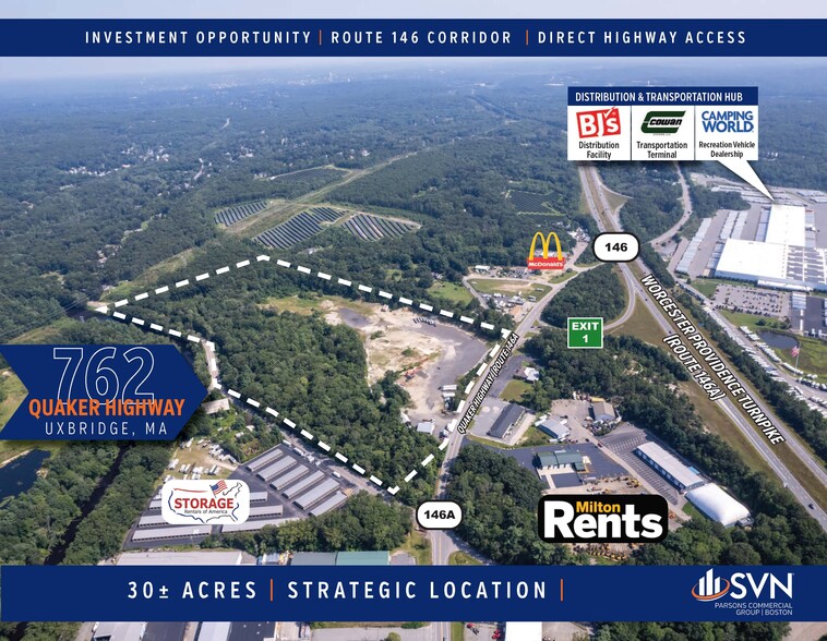 762 Quaker Hwy, Uxbridge, MA en venta - Vista aérea - Imagen 1 de 4