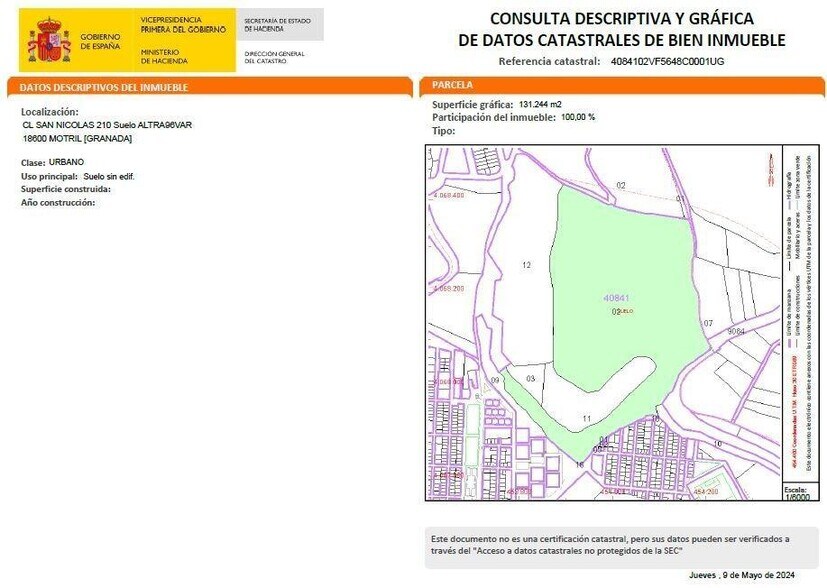 Terreno en Motril, Granada en venta - Plano del sitio - Imagen 3 de 3