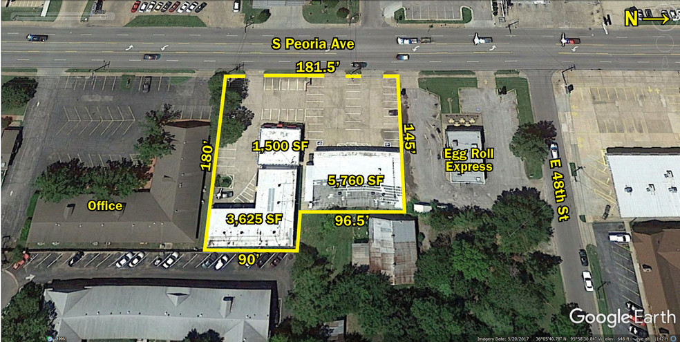 4821-4825 S Peoria Ave, Tulsa, OK en alquiler - Vista aérea - Imagen 3 de 6