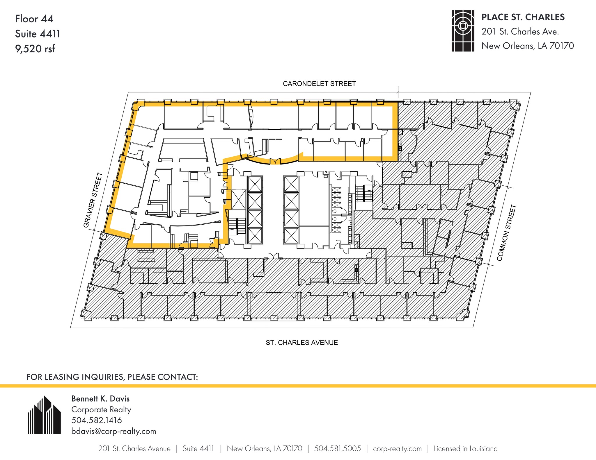 201 St. Charles Ave, New Orleans, LA en alquiler Plano del sitio- Imagen 1 de 1