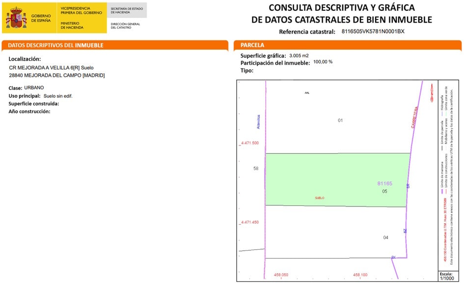 Terreno en Mejorada del Campo, Madrid en venta - Plano de solar - Imagen 2 de 6