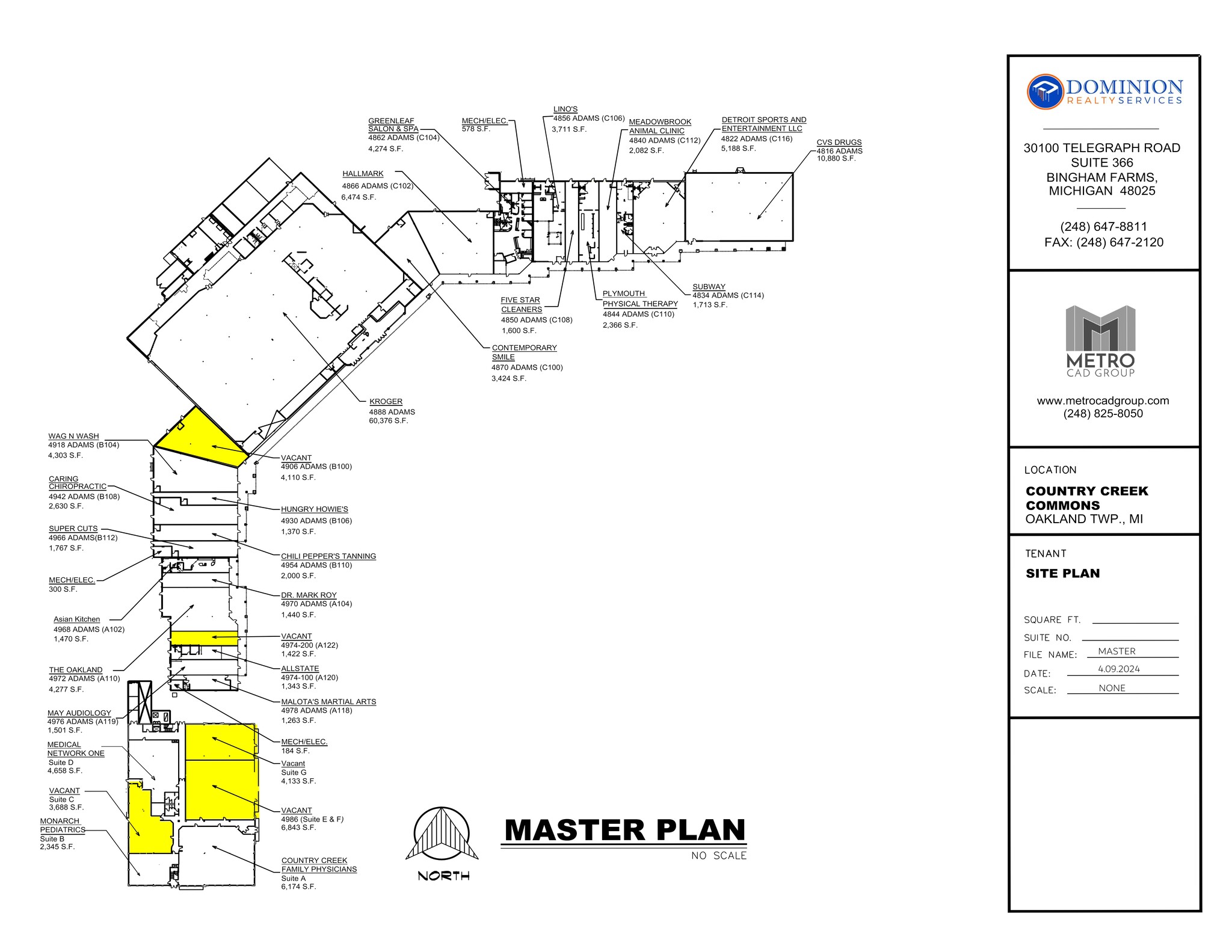 4818-4978 N Adams Rd, Oakland Township, MI en alquiler Plano del sitio- Imagen 1 de 2