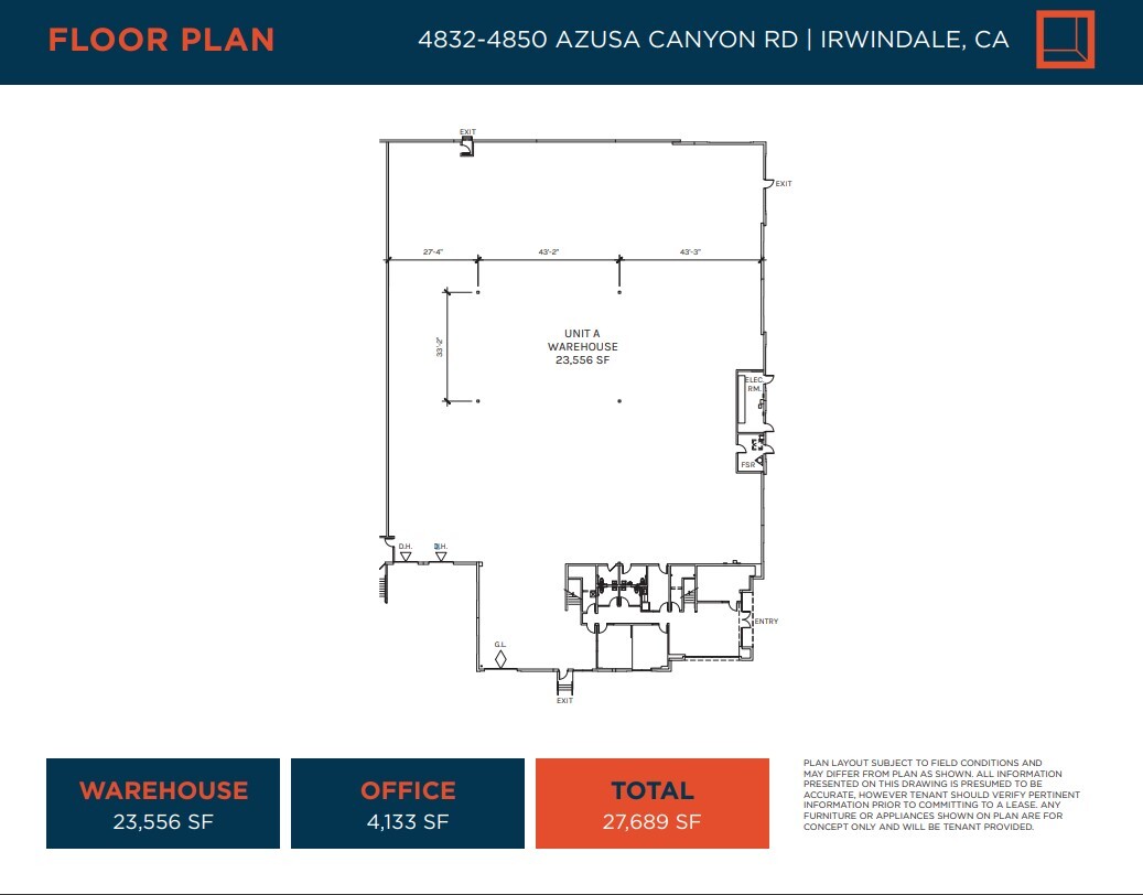 4832-4850 Azusa Canyon Rd, Irwindale, CA en alquiler Plano de la planta- Imagen 1 de 1