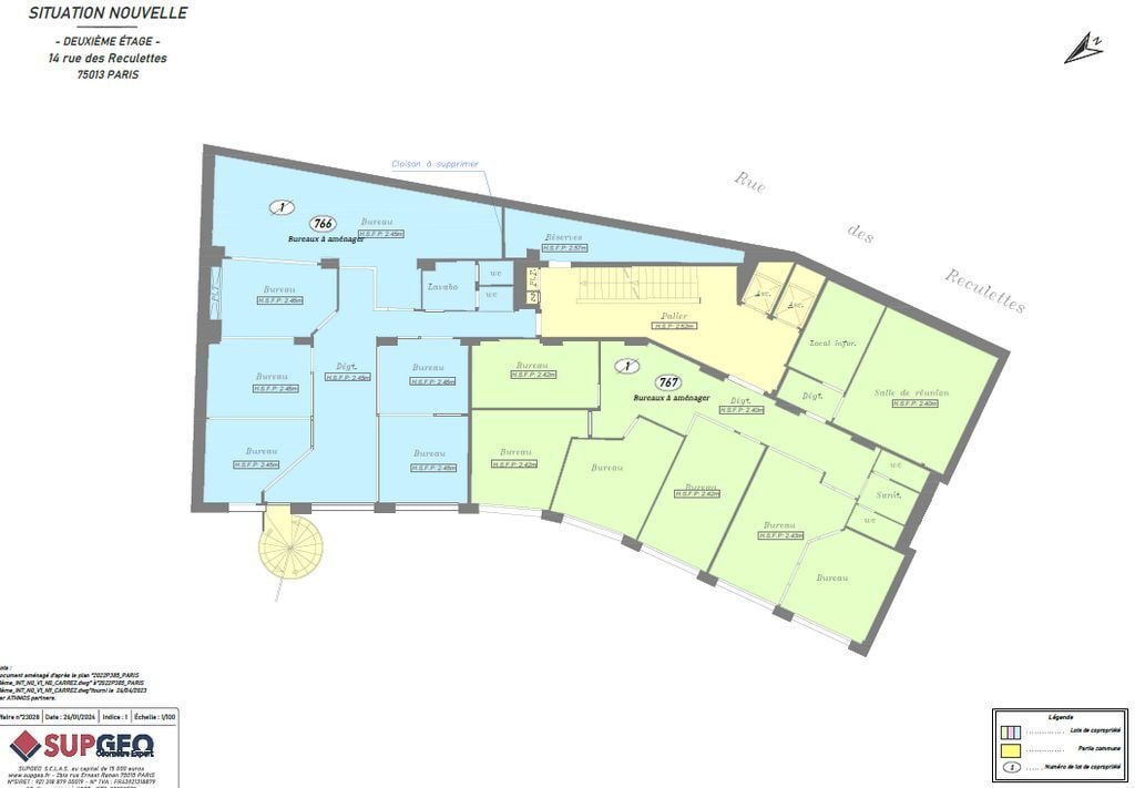 14 Rue Des Reculettes, Paris, PAR 75013 - Unidad Lot 2e - 1 - - Plano de la planta - Image 1 of 5