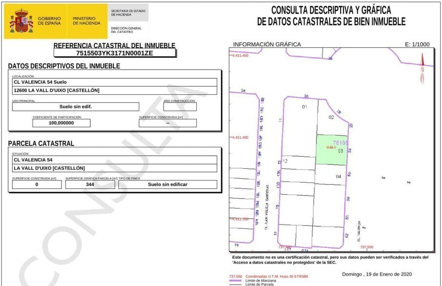 Carrer Almacén la Valenciana, La Vilavella, Castellón en venta - Plano de la planta - Imagen 3 de 9