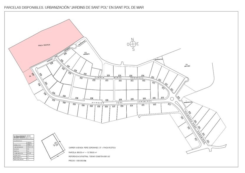 37 Avinguda de Pere Coromines, Sant Pol de Mar, Barcelona en venta - Plano de solar - Imagen 1 de 1