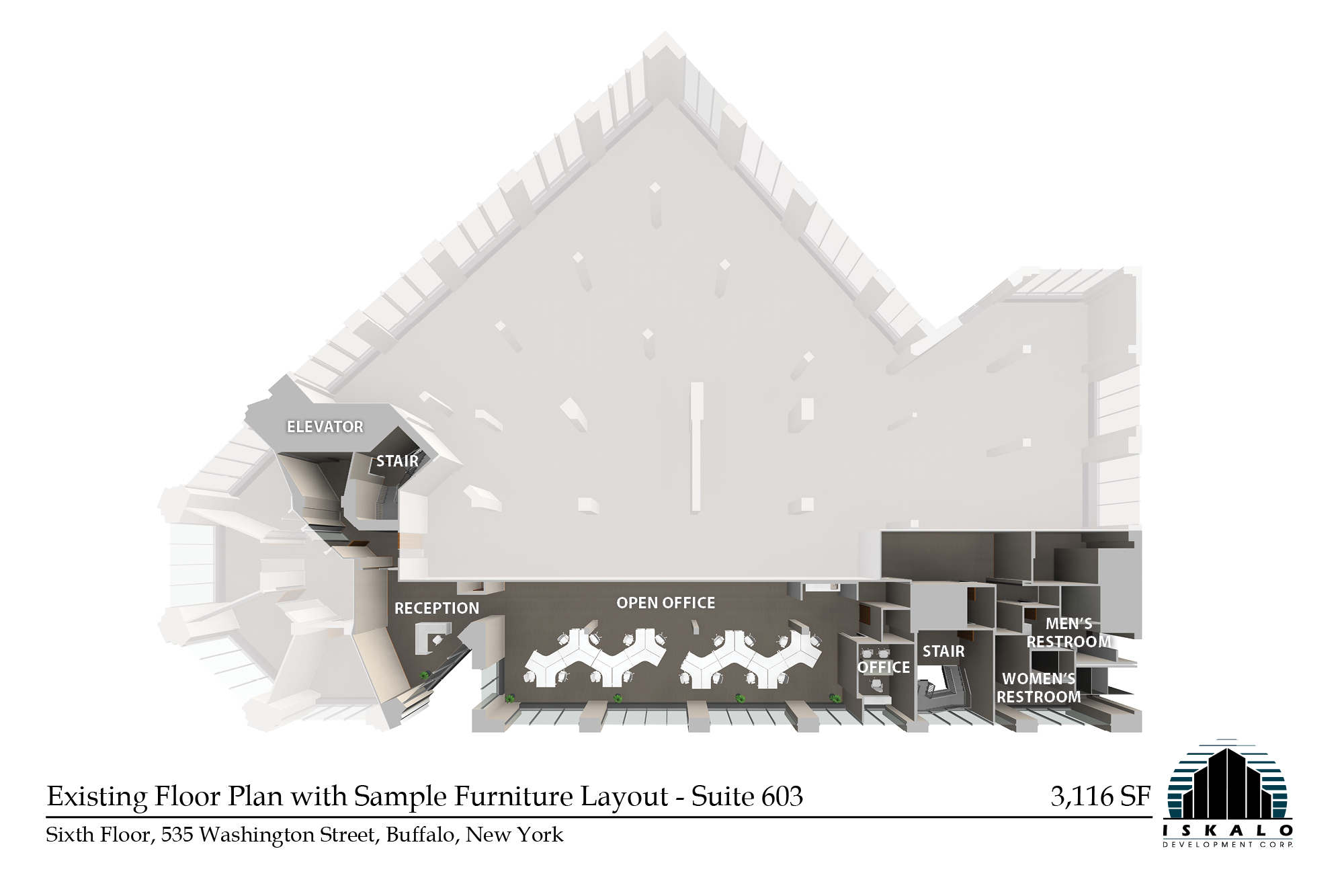 535 Washington St, Buffalo, NY en alquiler Plano de la planta- Imagen 1 de 3