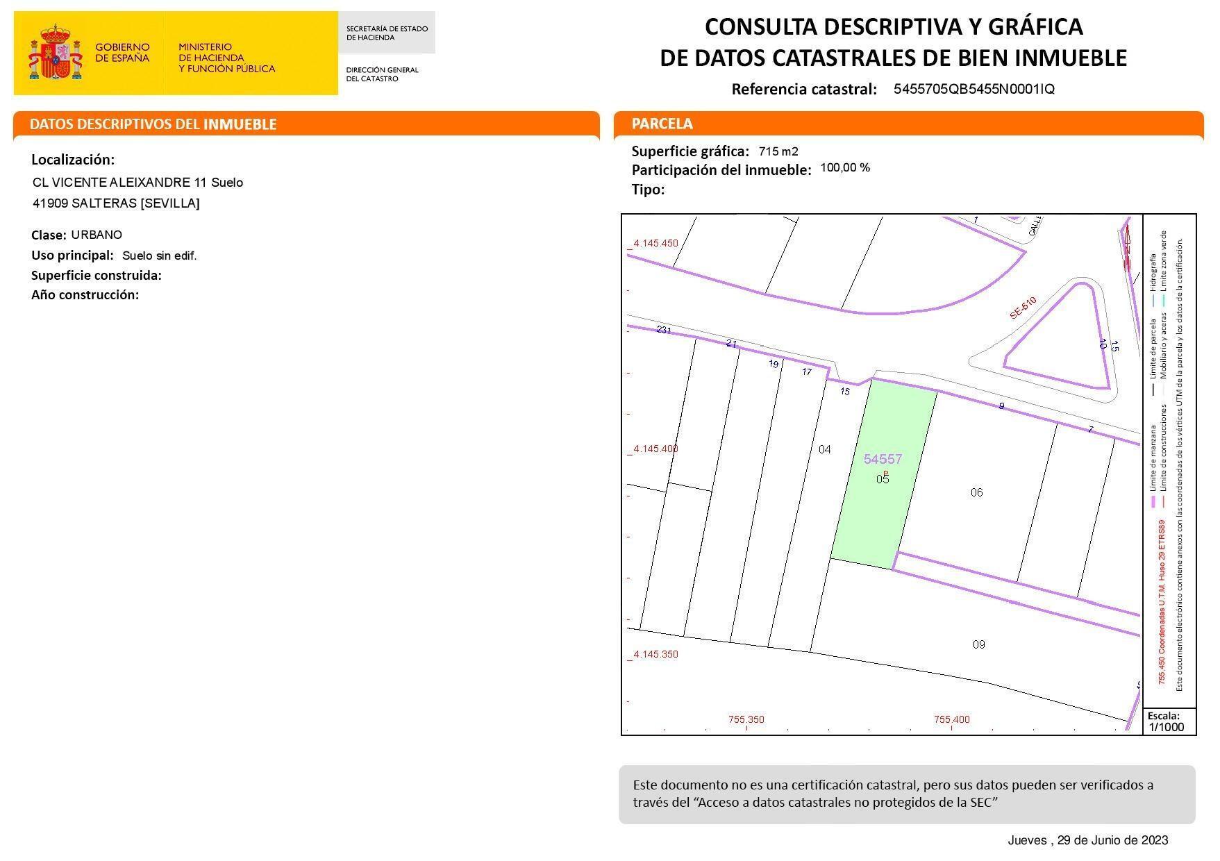 Terreno en Salteras, Sevilla en venta Plano de la planta- Imagen 1 de 12