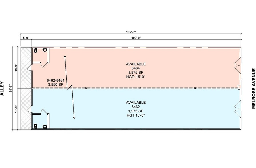 8462 Melrose Ave, Los Angeles, CA en alquiler - Plano de la planta - Imagen 2 de 2