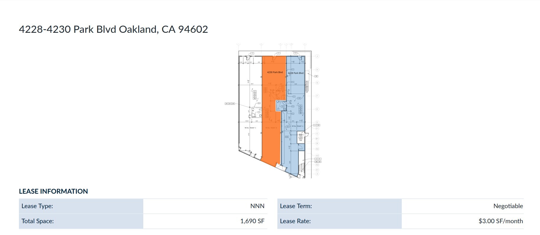 4226-4232 Park Blvd, Oakland, CA en alquiler Plano de la planta- Imagen 1 de 1