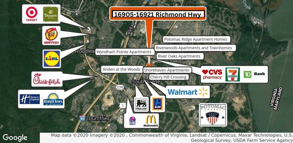 16905 Richmond Hwy, Dumfries, VA en venta - Vista aérea - Imagen 2 de 4