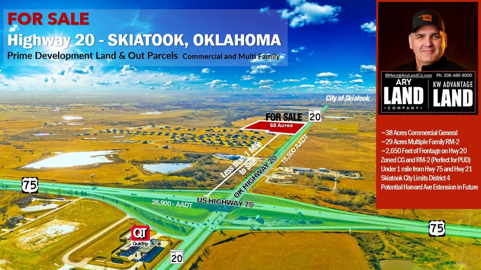 69 Acres 3200 Highway 20, Skiatook, OK en venta - Vista aérea - Imagen 1 de 7