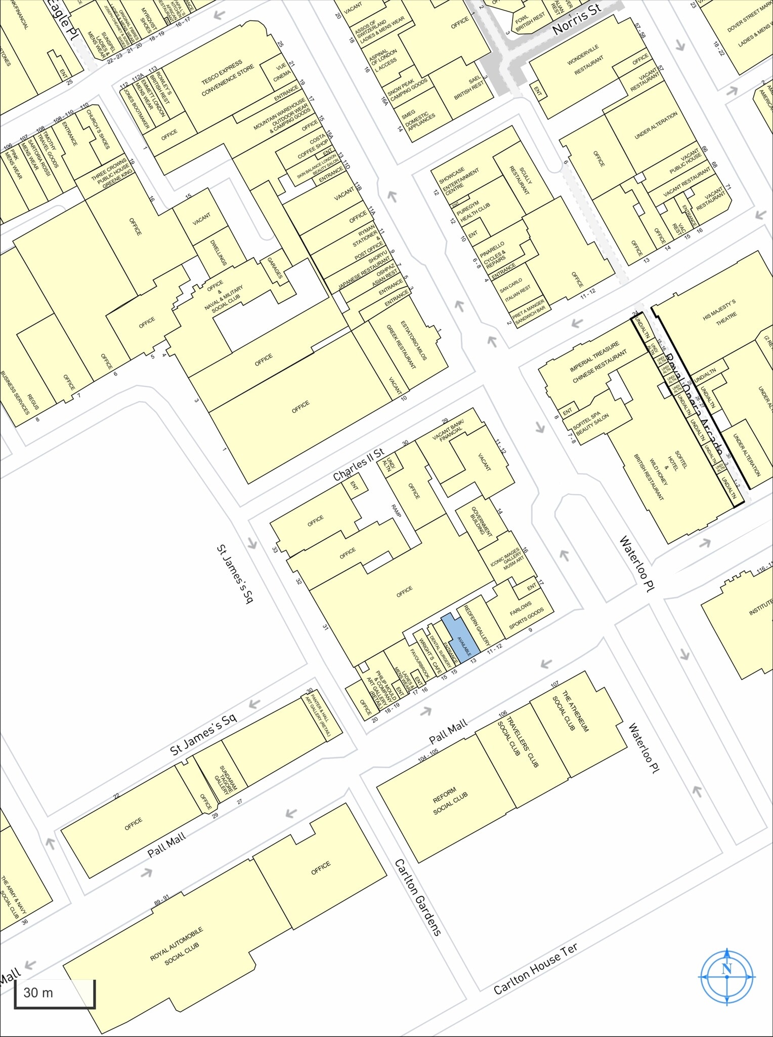 13 Pall Mall, London en alquiler Mapa- Imagen 1 de 2