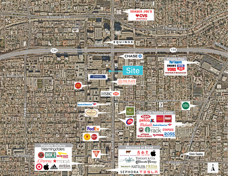 535 N Brand Blvd, Glendale, CA en alquiler - Vista aérea - Imagen 3 de 4