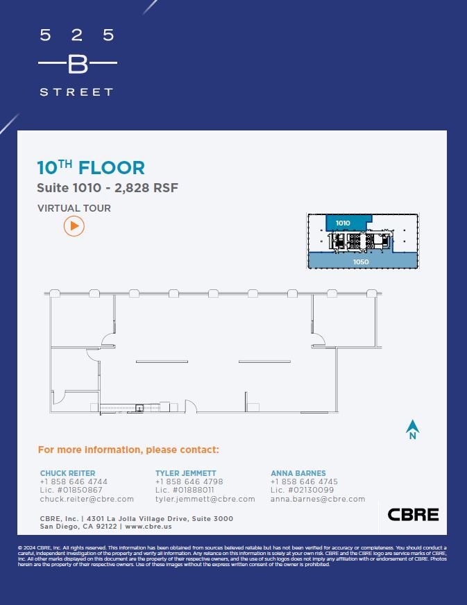 525 B St, San Diego, CA en alquiler Plano de la planta- Imagen 1 de 10