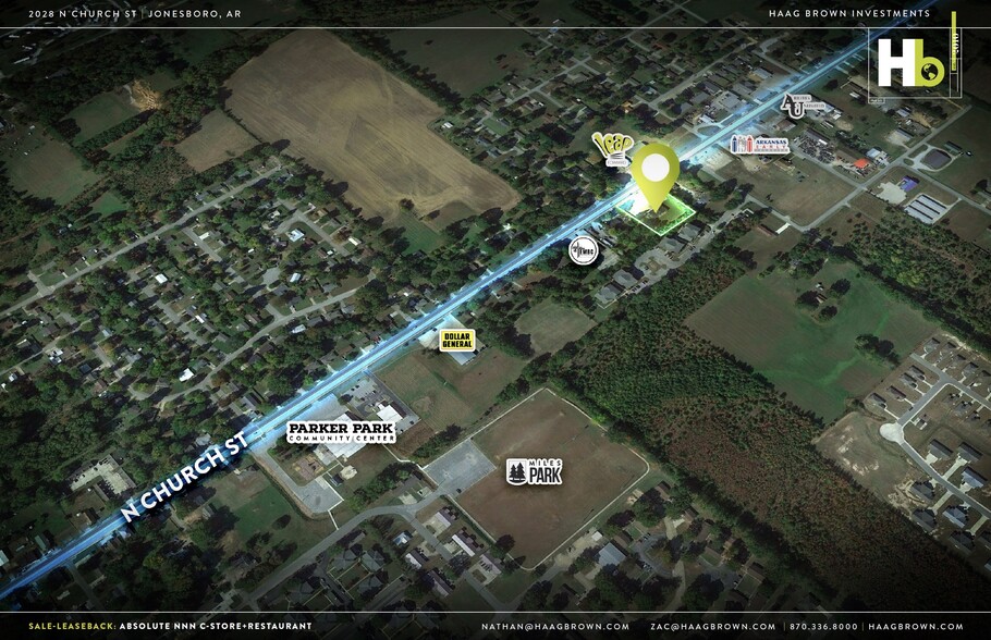 2028 N Church St, Jonesboro, AR en venta - Vista aérea - Imagen 3 de 4