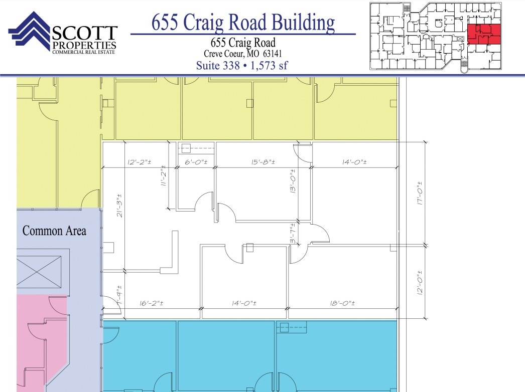 655 Craig Rd, Creve Coeur, MO en alquiler Plano de la planta- Imagen 1 de 9