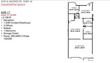 2245 W University Dr, Tempe, AZ en alquiler Plano de la planta- Imagen 1 de 1