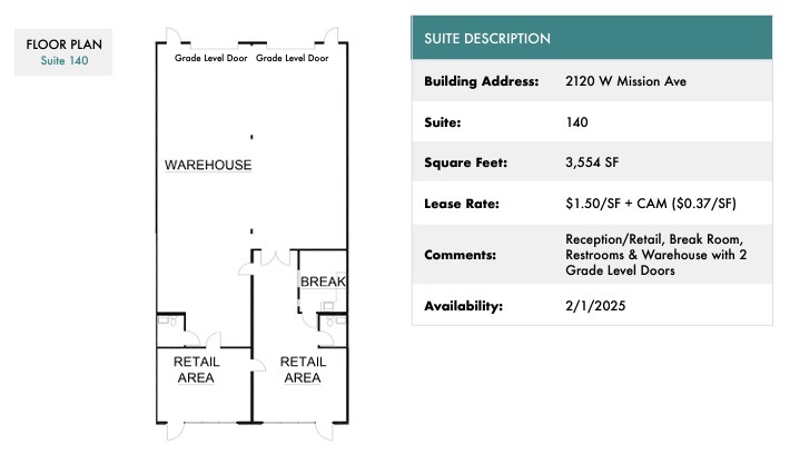 2120 W Mission Rd, Escondido, CA en alquiler Plano de la planta- Imagen 1 de 1