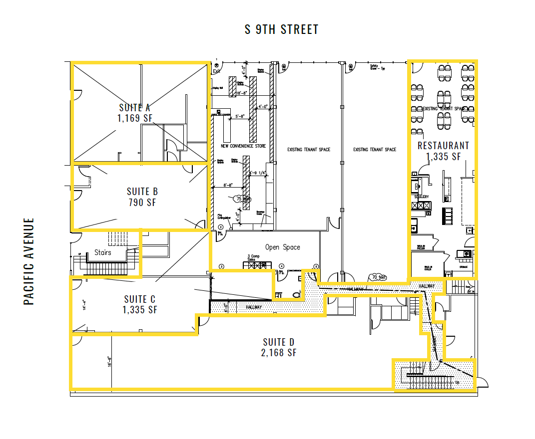 901-907 Pacific Ave, Tacoma, WA en alquiler Plano de la planta- Imagen 1 de 1