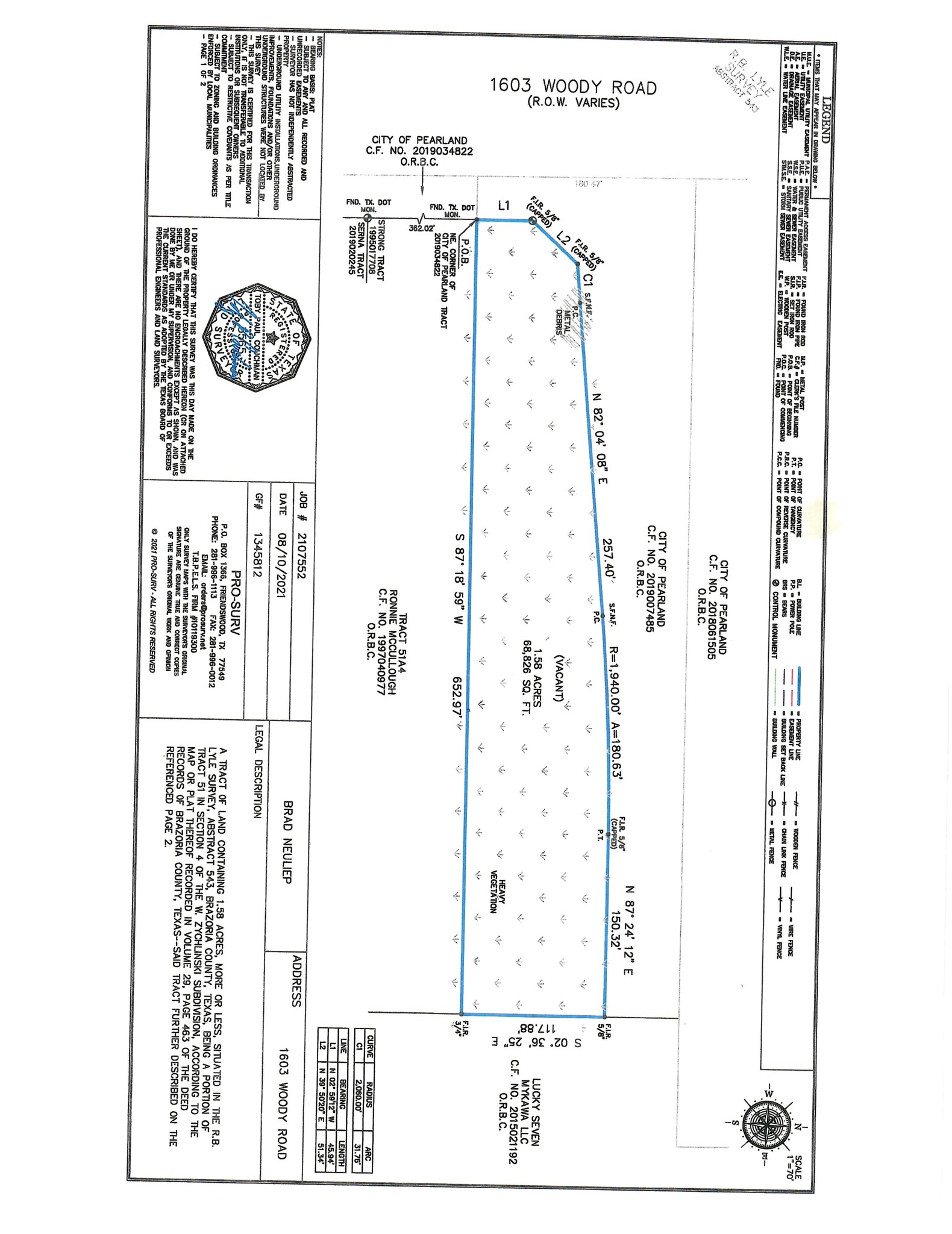 1603-1607 Woody Rd, Pearland, TX en venta Plano del sitio- Imagen 1 de 2