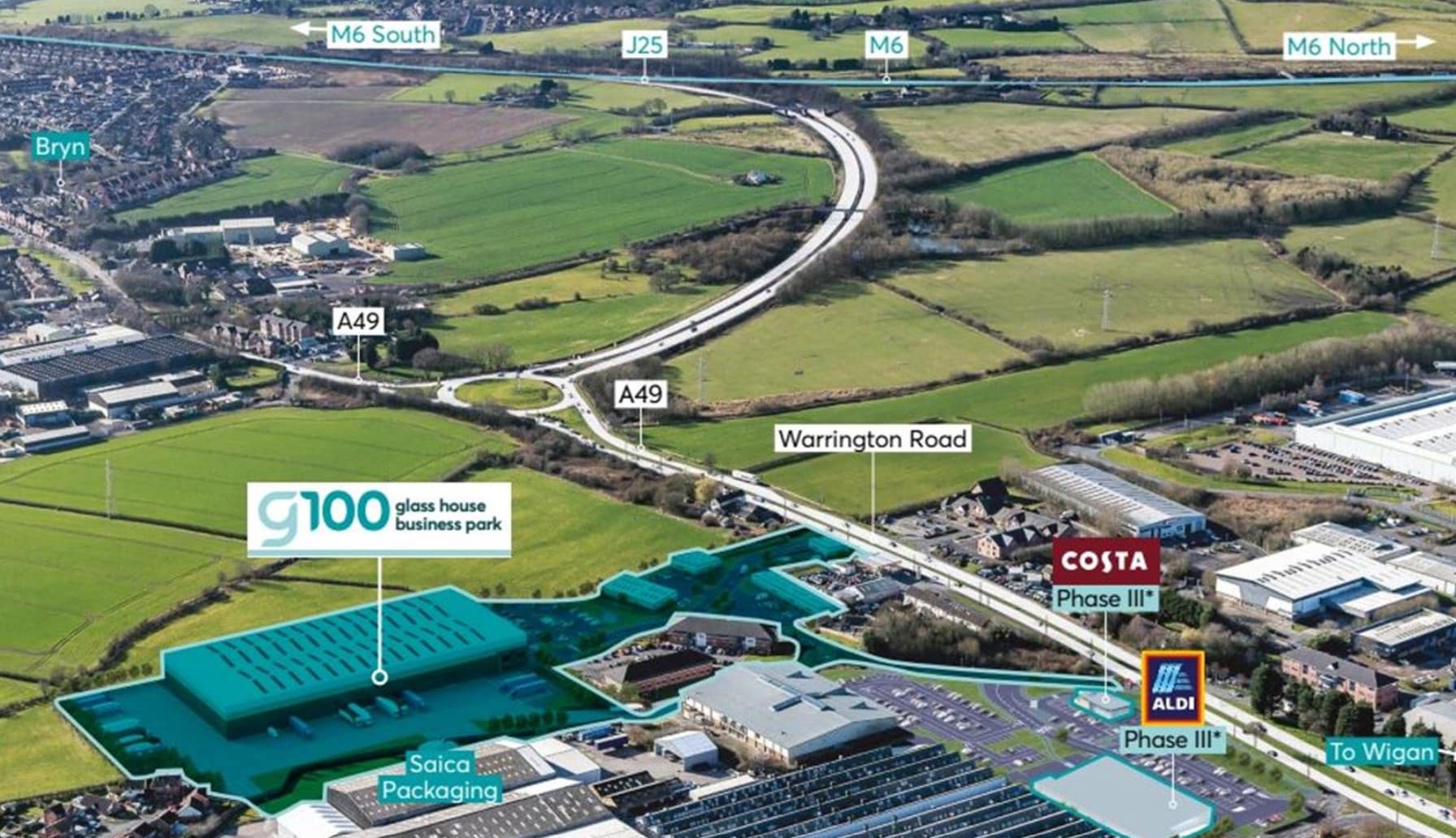 Warrington Rd, Wigan en alquiler Vista aérea- Imagen 1 de 2