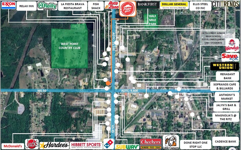 7003 US-45 ALT, West Point, MS en venta - Vista aérea - Imagen 2 de 2