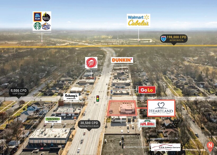 7250 Indianapolis Blvd, Hammond, IN en venta - Vista aérea - Imagen 3 de 5