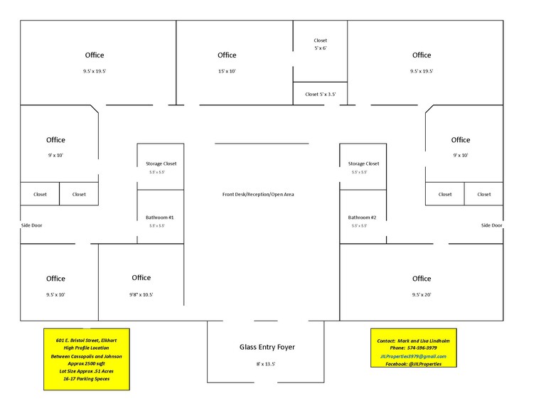 601 E Bristol St, Elkhart, IN en alquiler - Plano de la planta - Imagen 2 de 7