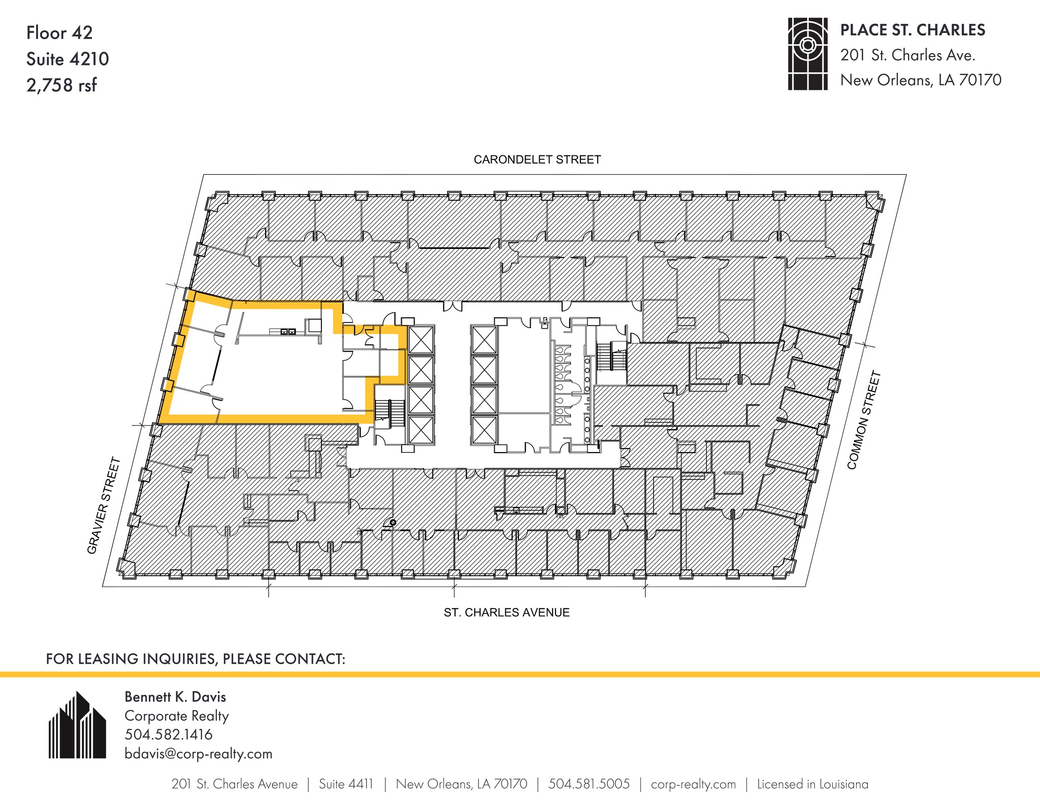 201 St. Charles Ave, New Orleans, LA en alquiler Plano del sitio- Imagen 1 de 1