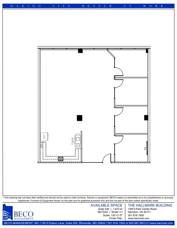 13873 Park Center Rd, Herndon, VA en alquiler Plano de la planta- Imagen 1 de 1