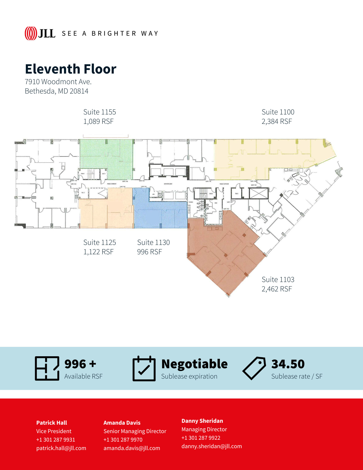 7910 Woodmont Ave, Bethesda, MD en alquiler Plano de la planta- Imagen 1 de 2