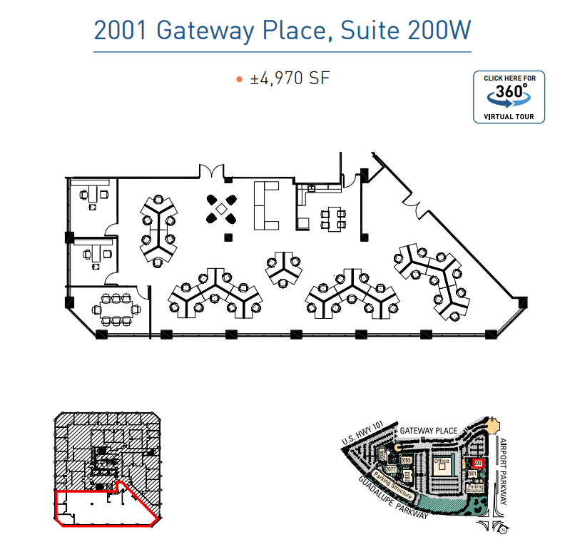 2001 Gateway Pl, San Jose, CA en alquiler Plano de la planta- Imagen 1 de 1