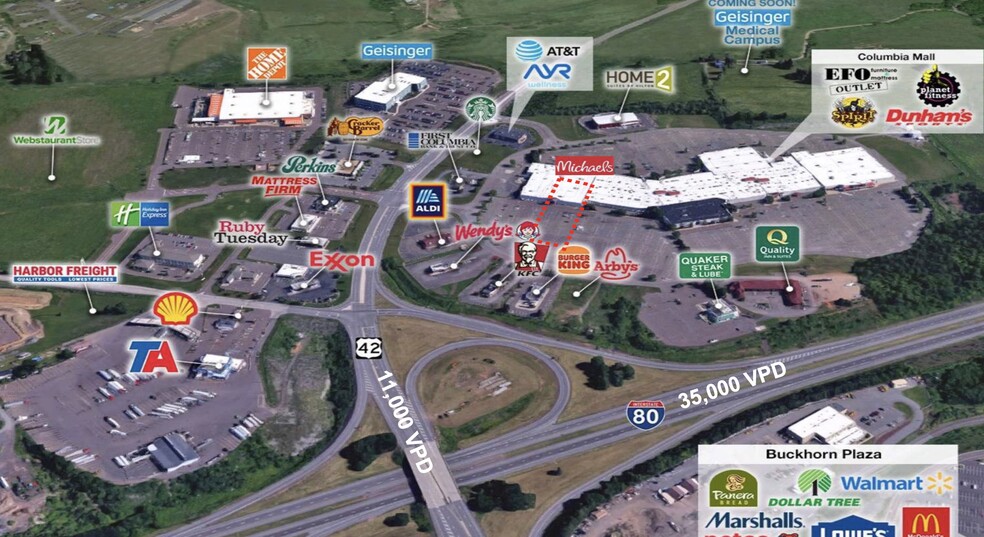 225 Columbia Mall Dr, Bloomsburg, PA en venta - Vista aérea - Imagen 2 de 3